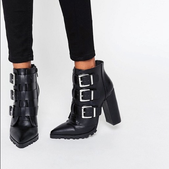 ASOS ENZA Multi Buckle Pointed Boot - Picture 3 of 3